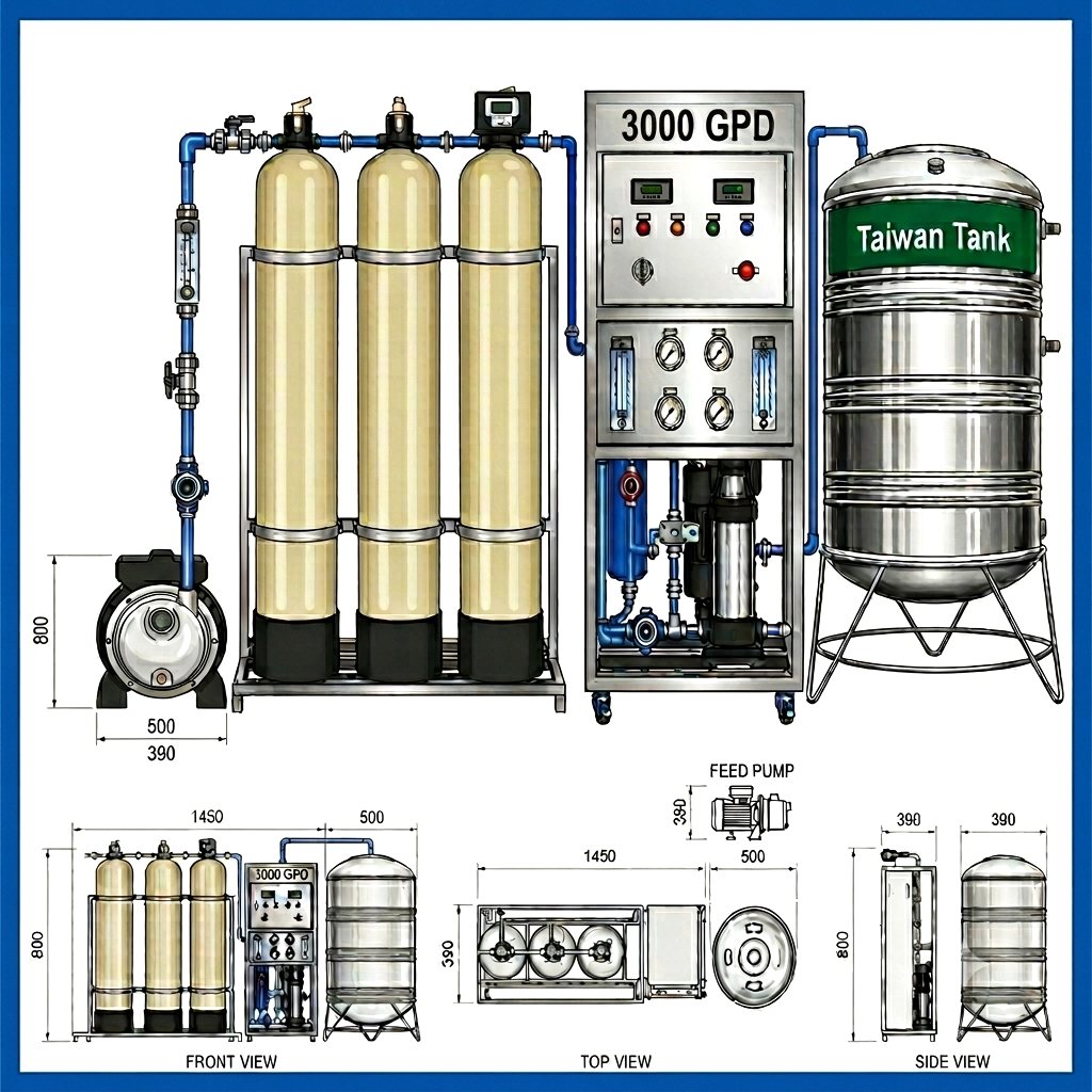 3000 Gpd Ro Plant 3000 GPD Industrial RO Plant
